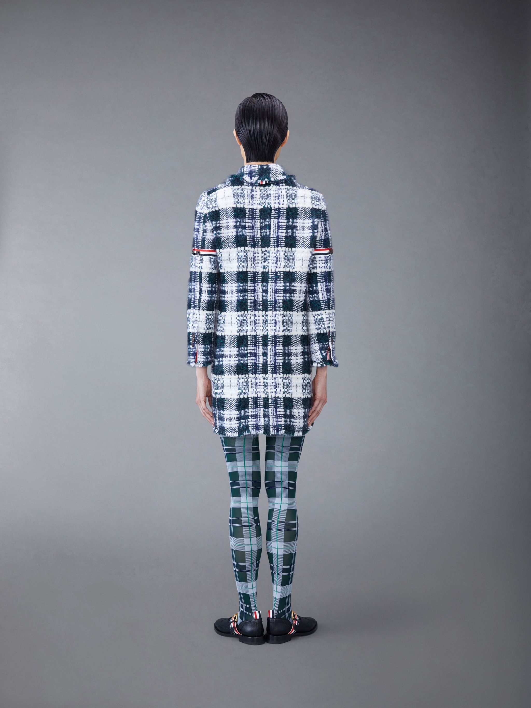 Tartan Tweed Frayed Bal Collar Dress - 3