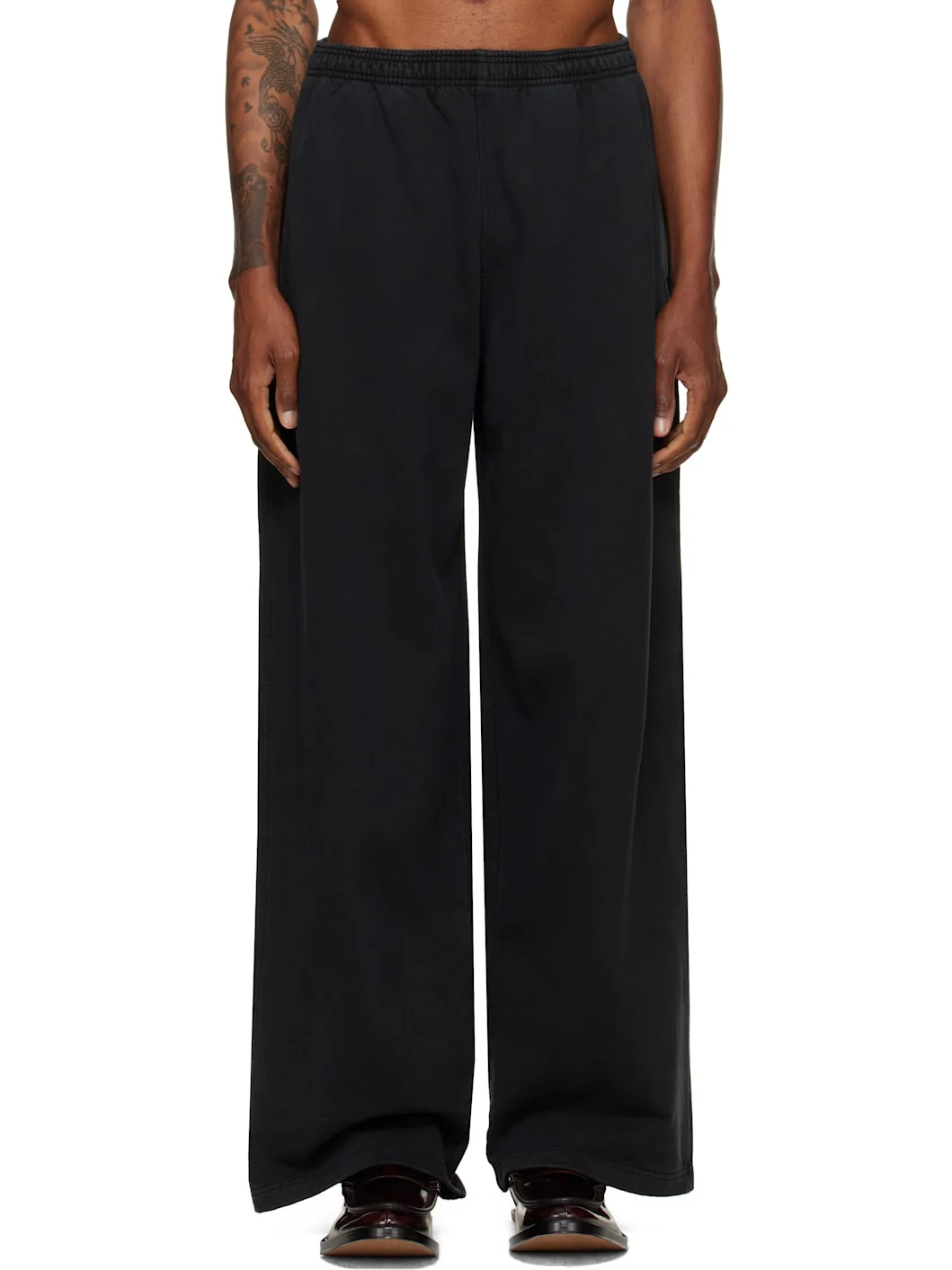 Black Logo Print Oversized Sweatpants - 1