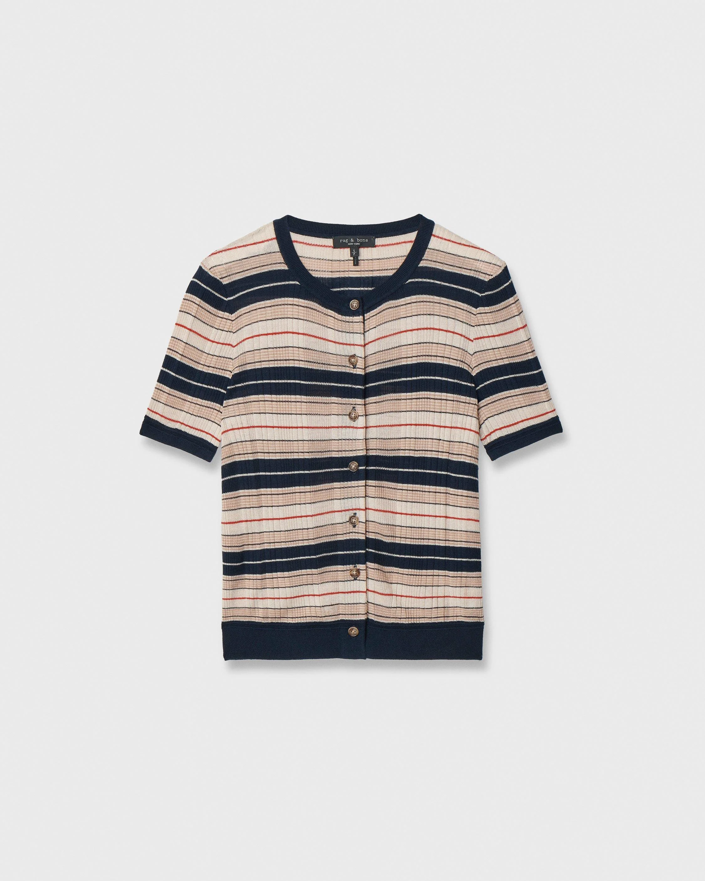 Teresa Striped Short-Sleeve Cardigan - 1