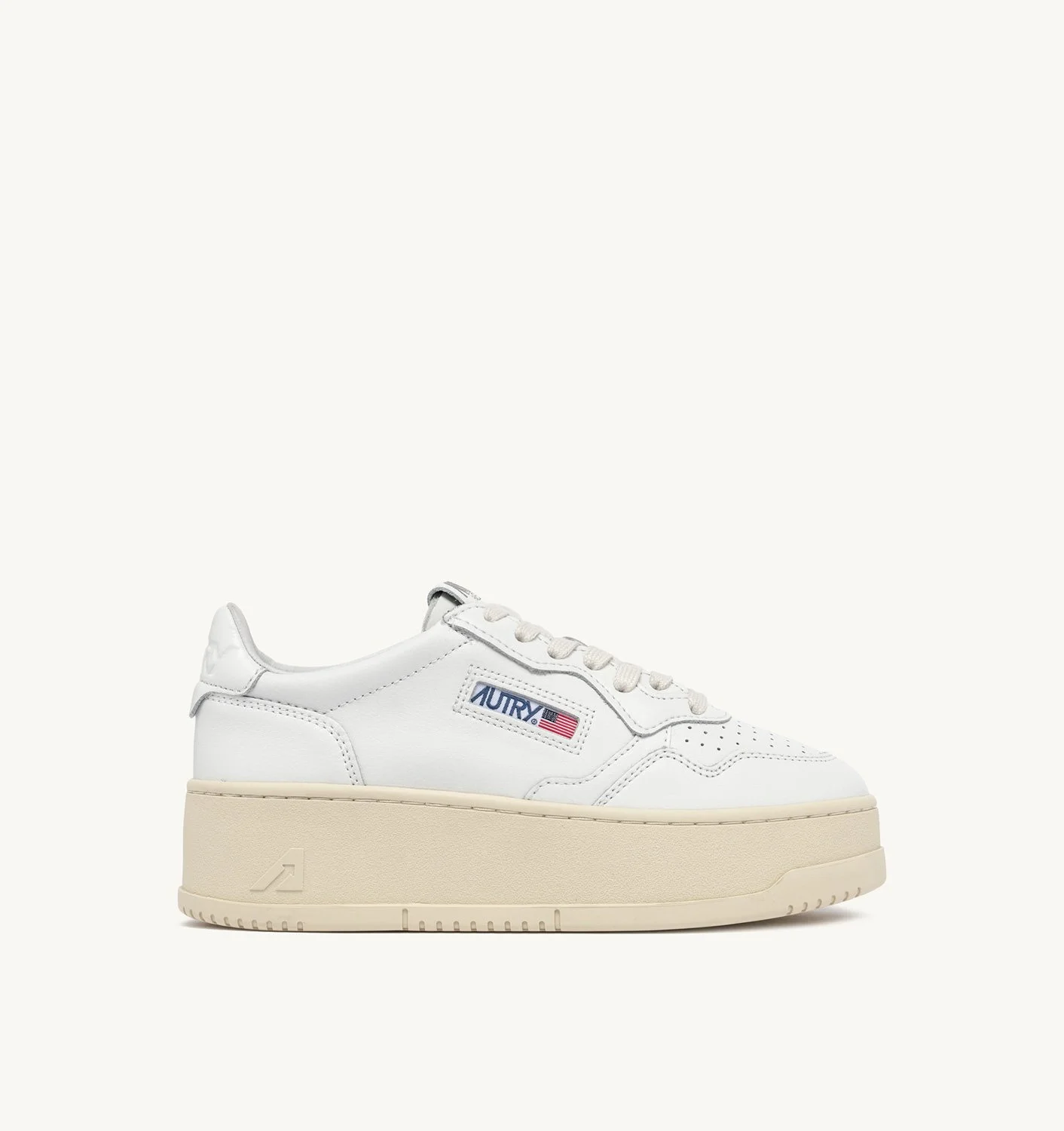 MEDALIST PLATFORM SNEAKERS IN WHITE LEATHER - 1