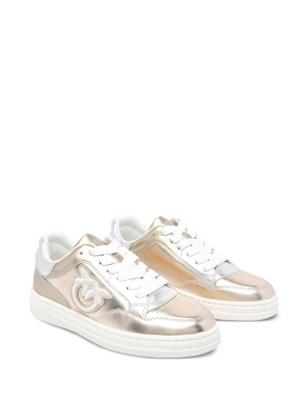metallic logo-detail sneakers - 2