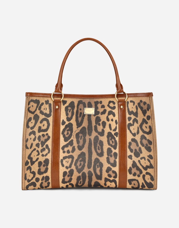 Leopard-print Crespo shopper with branded plate - 1