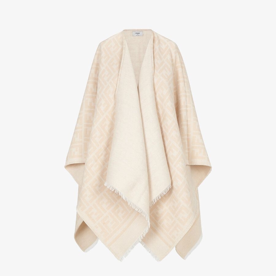 Poncho in beige wool and silk - 4