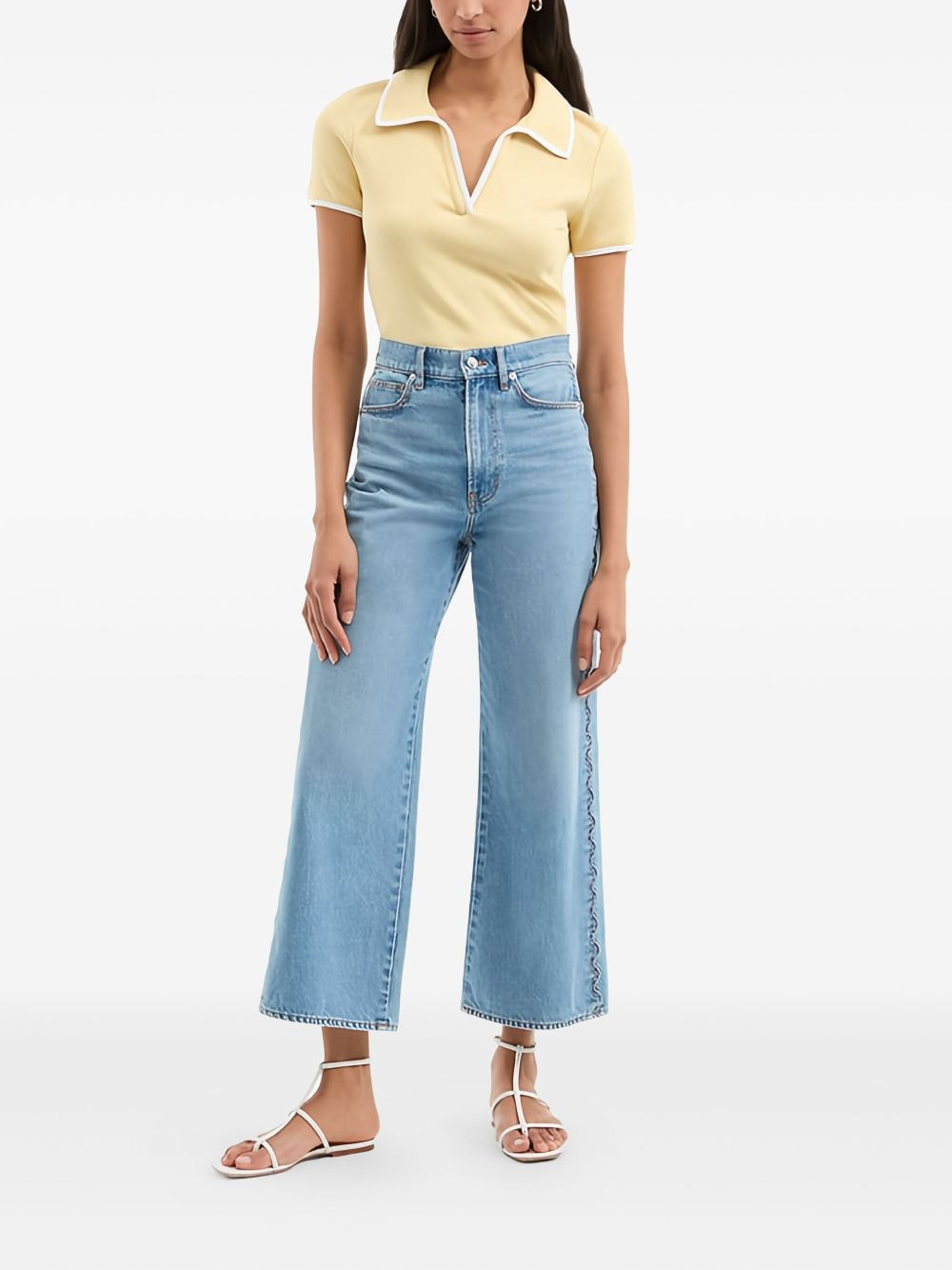 contrast-piping ribbed top - 2