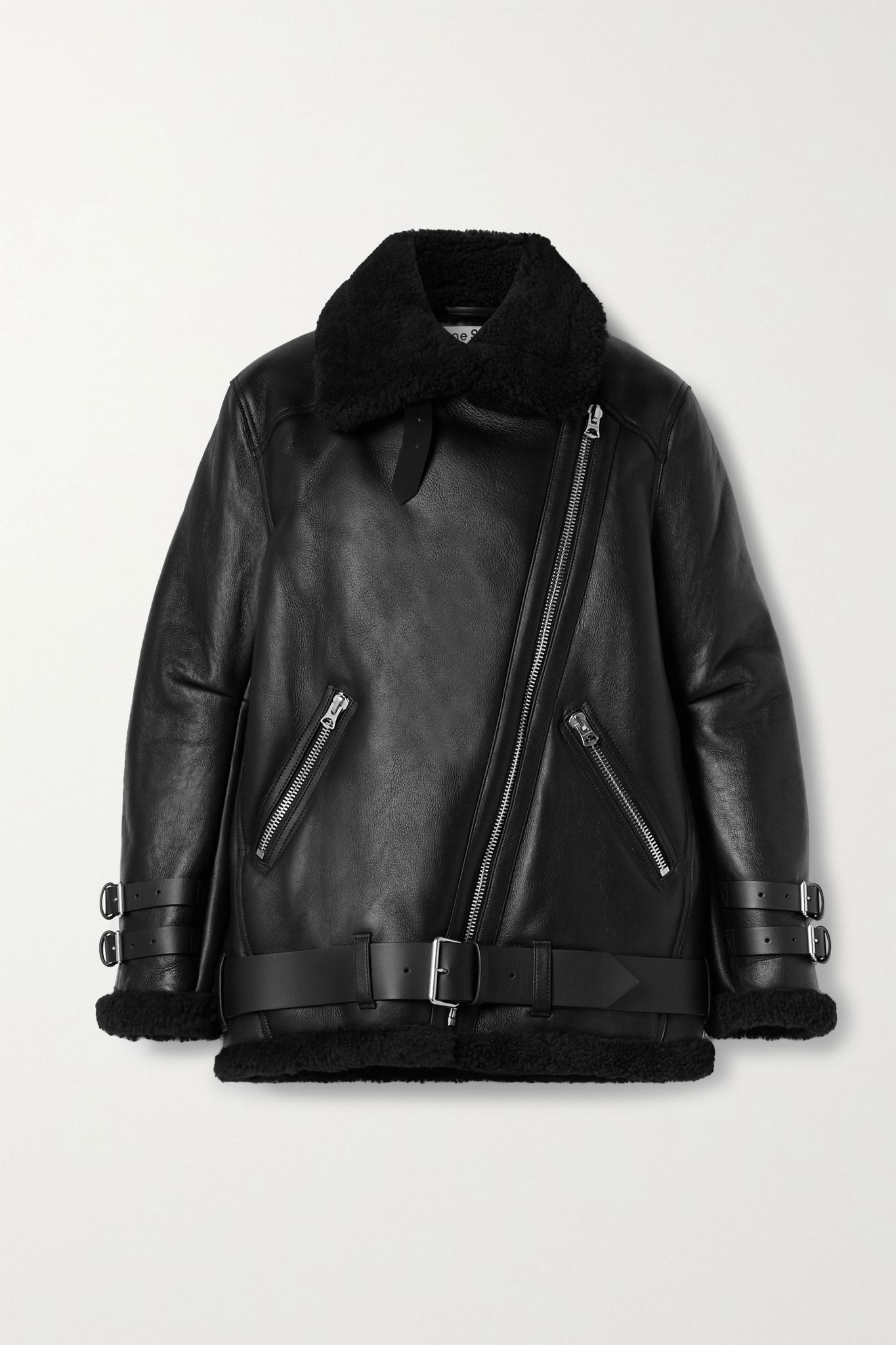 Leather-trimmed shearling jacket - 1