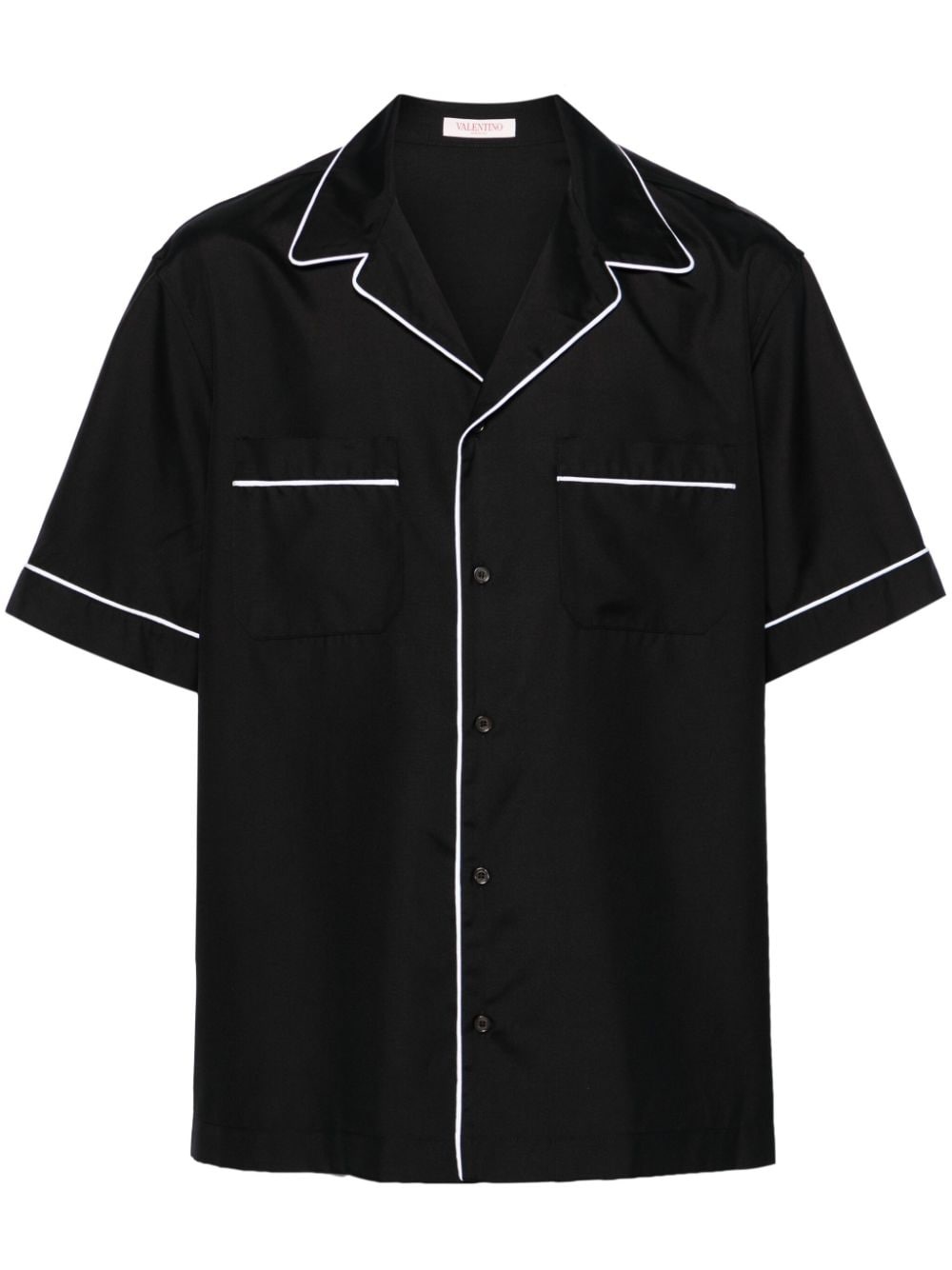 piped-trim silk shirt - 1