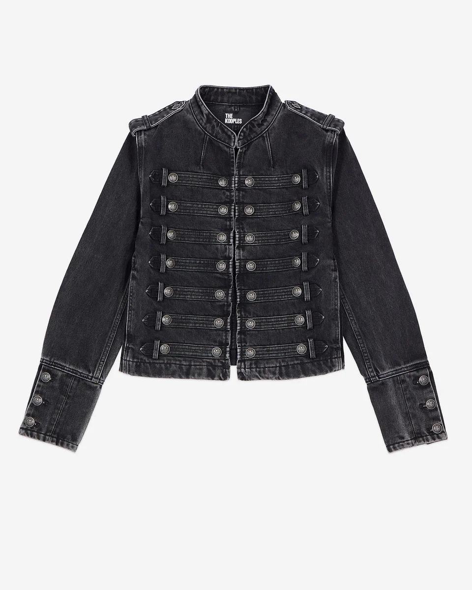 GREY DENIM OFFICER-STYLE JACKET - 1