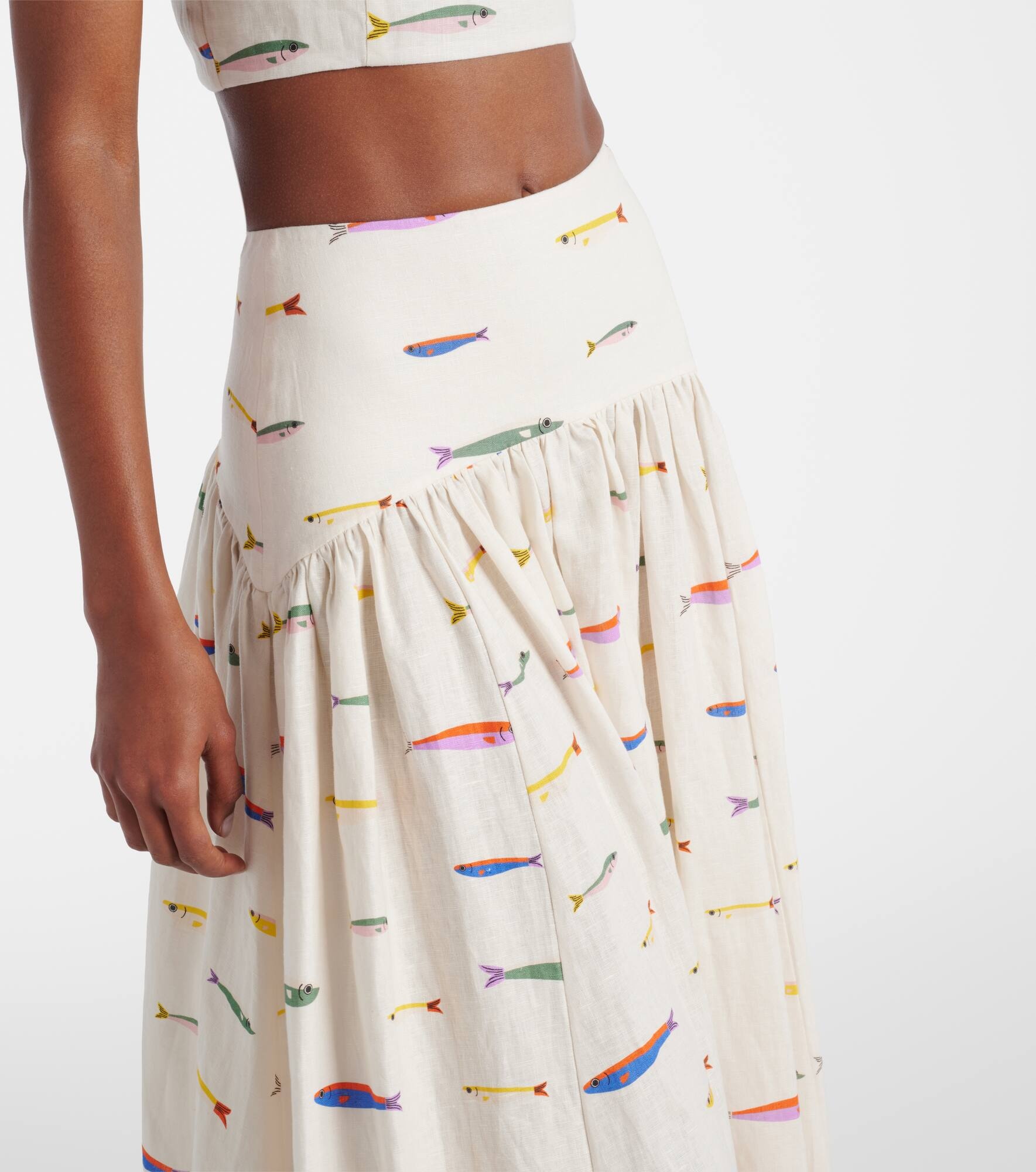 Procida printed linen maxi skirt - 4