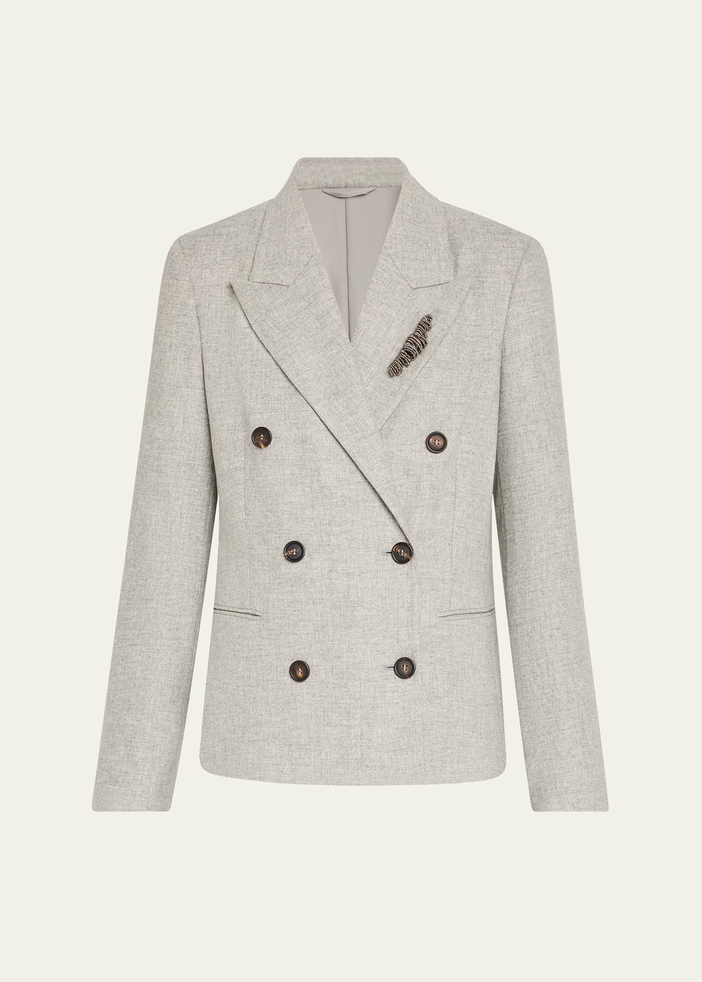 Cashmere-Wool Flannel Double-Breasted Blazer - 1