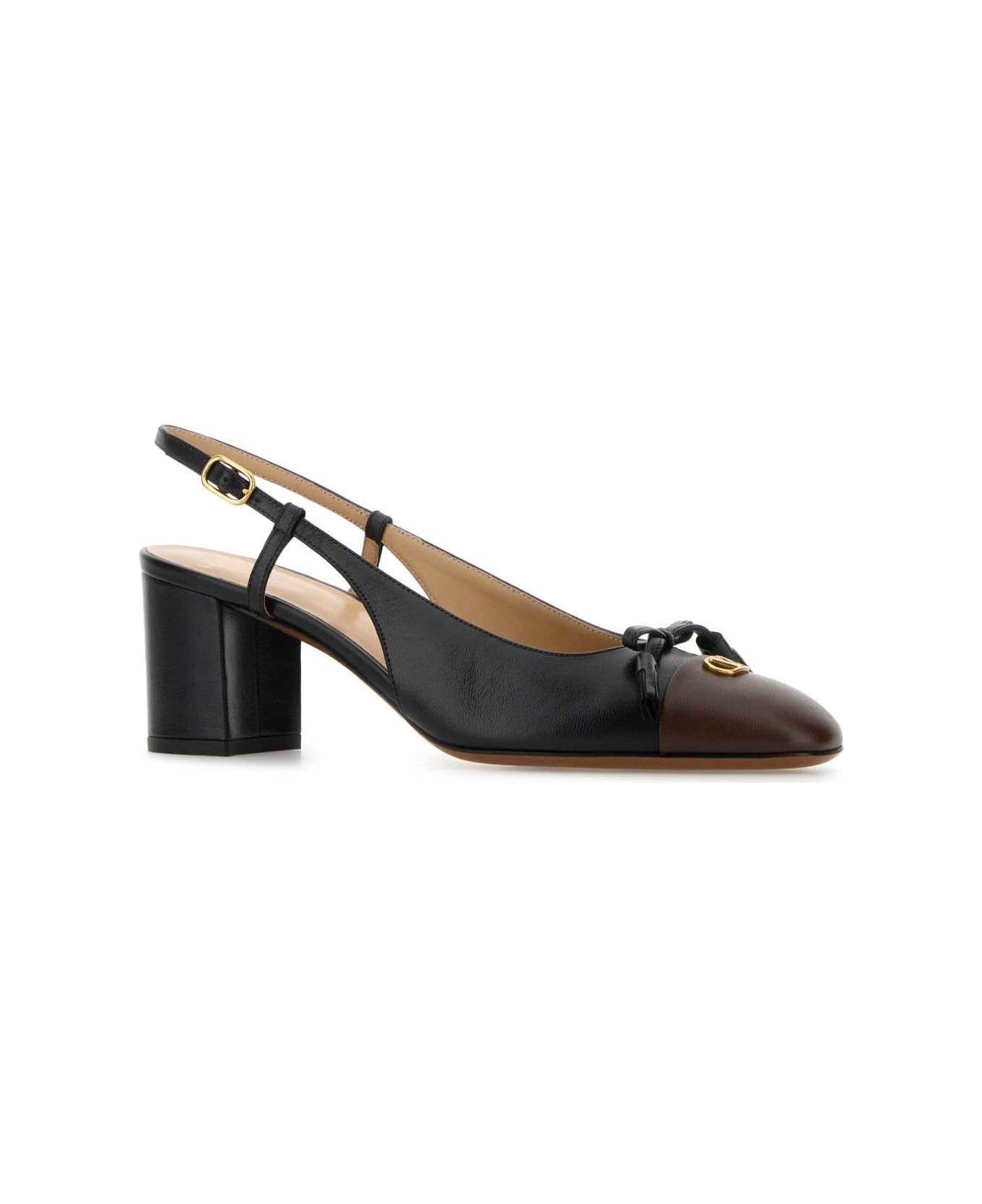 Black Leather Vlogo Signature Pumps - 2