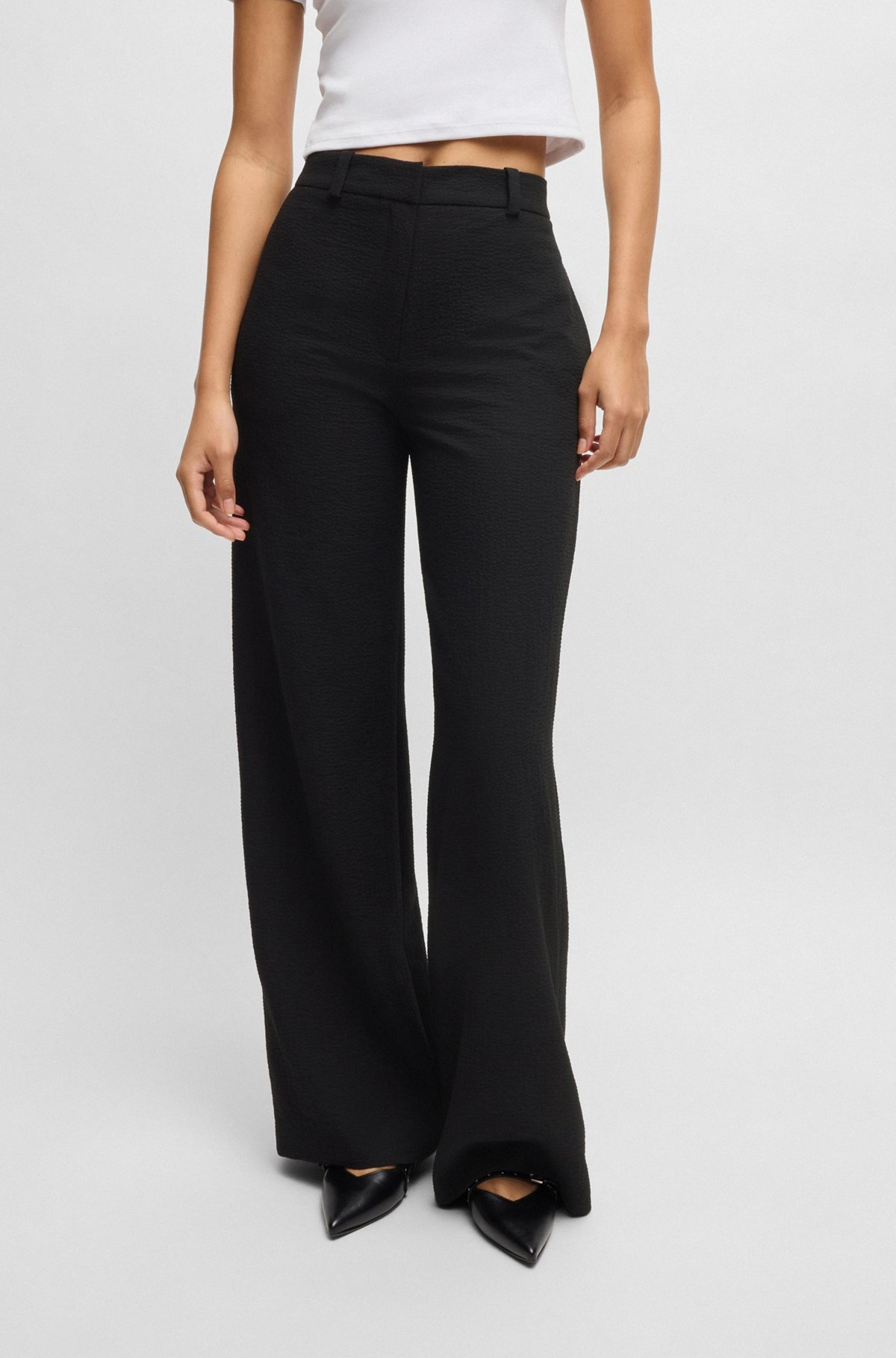 REGULAR-FIT TROUSERS IN STRETCH SEERSUCKER - 2