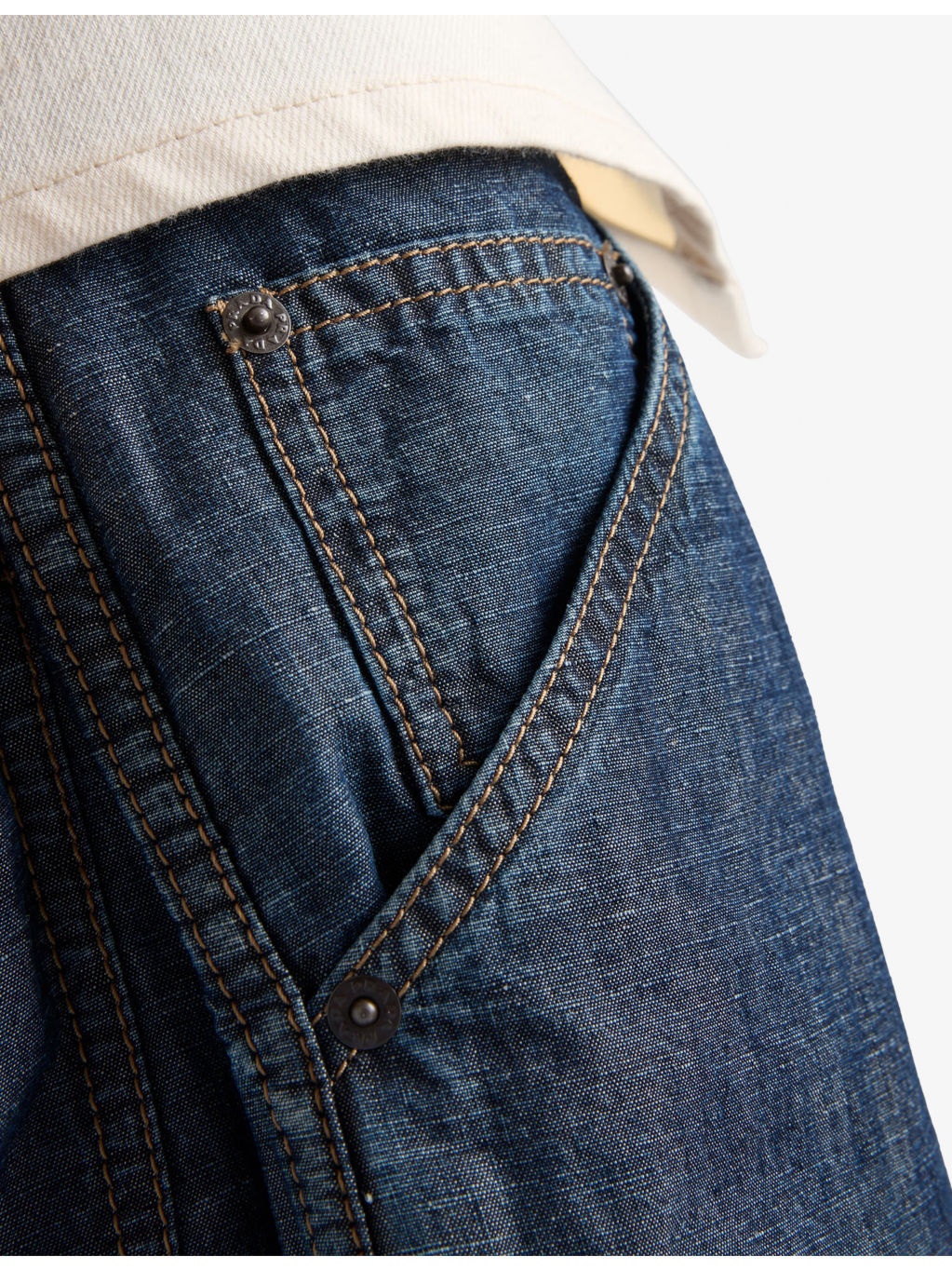 Triangle-Logo Relaxed Chambray Cotton-Linen Trousers - 5
