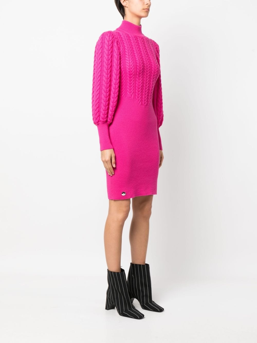 cable-knit high-neck dress - 3