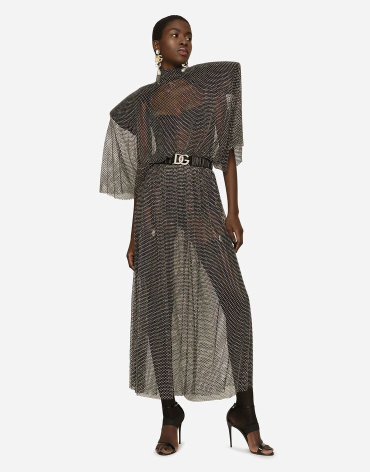 Long mesh dress with rhinestone embellishment - 5