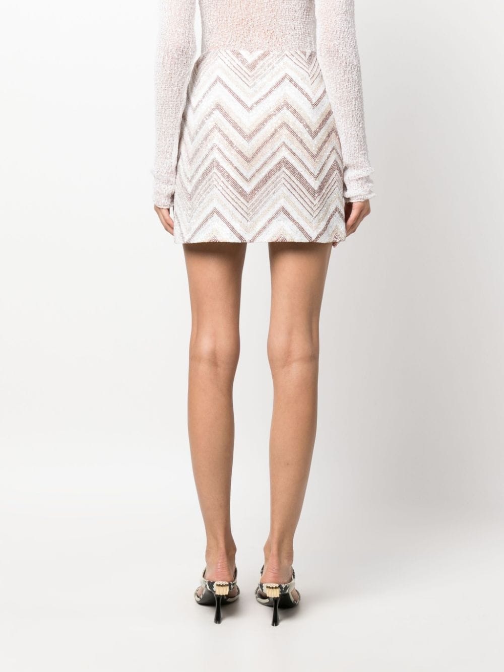sequin-embellished zigzag-woven miniskirt - 4