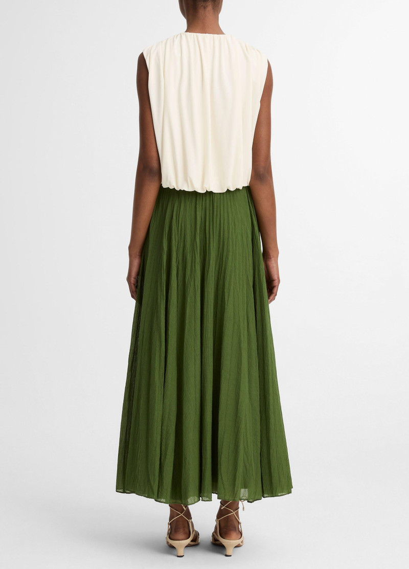 Vince Crinkled Plissé Cotton-Blend Maxi Skirt outlook