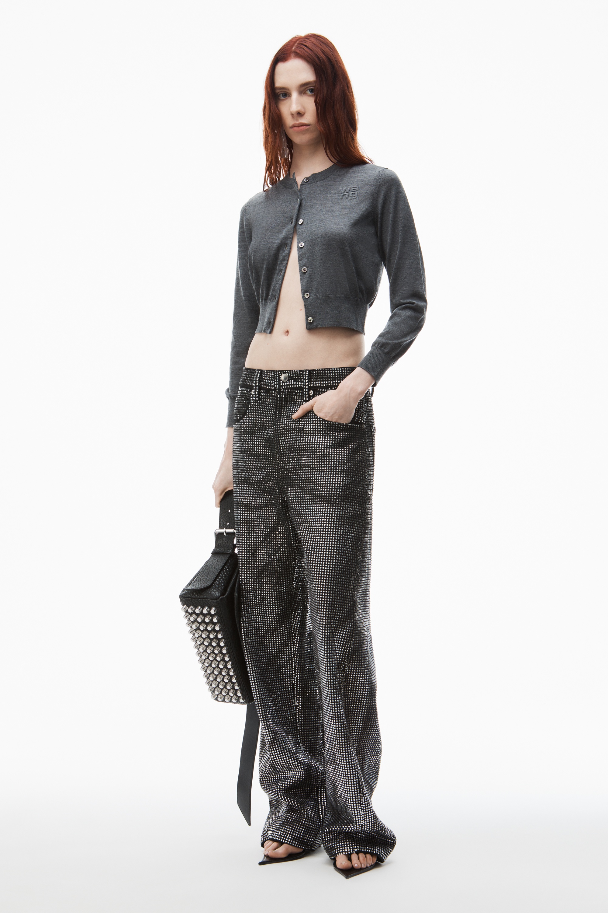 logo cropped cardigan in superfine merino - 6