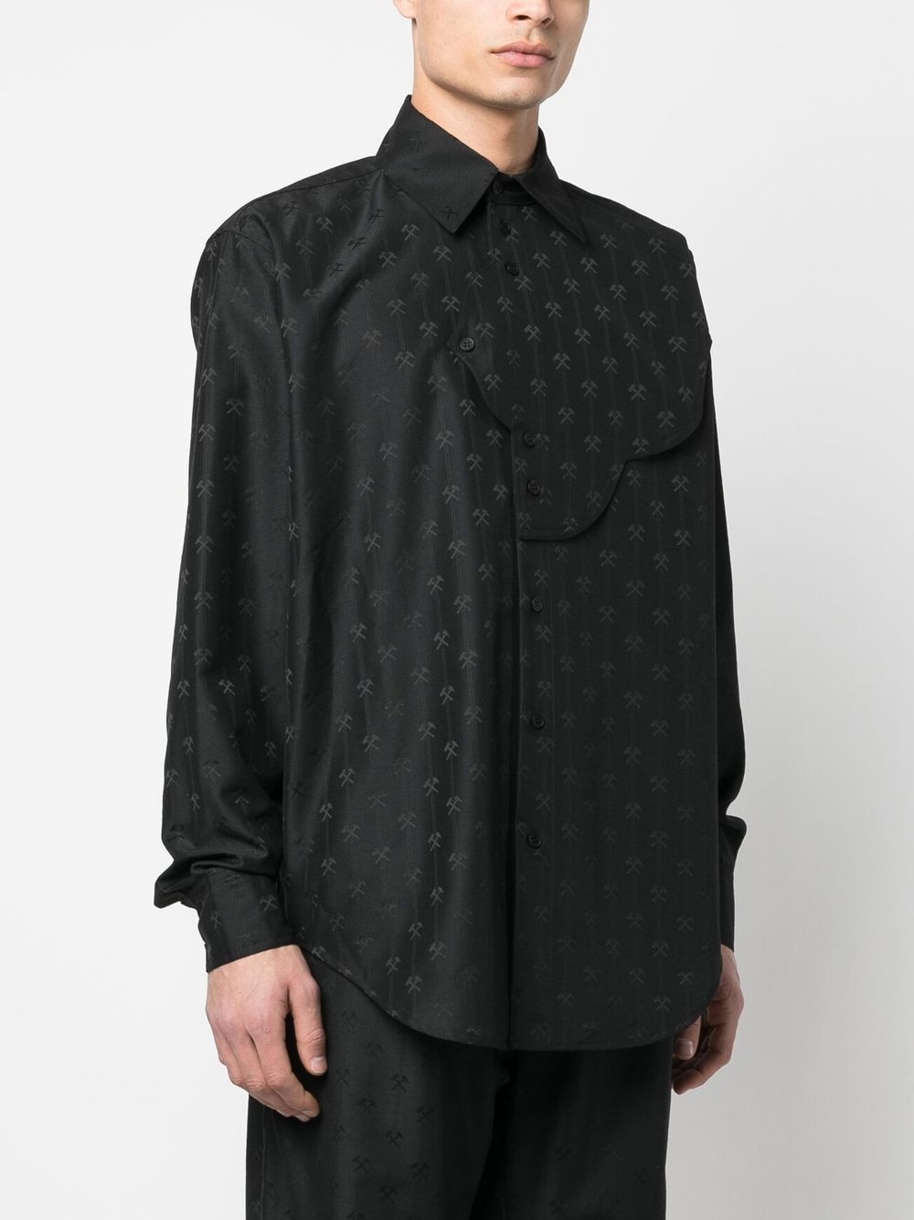 hammer-jacquard button-up shirt - 3