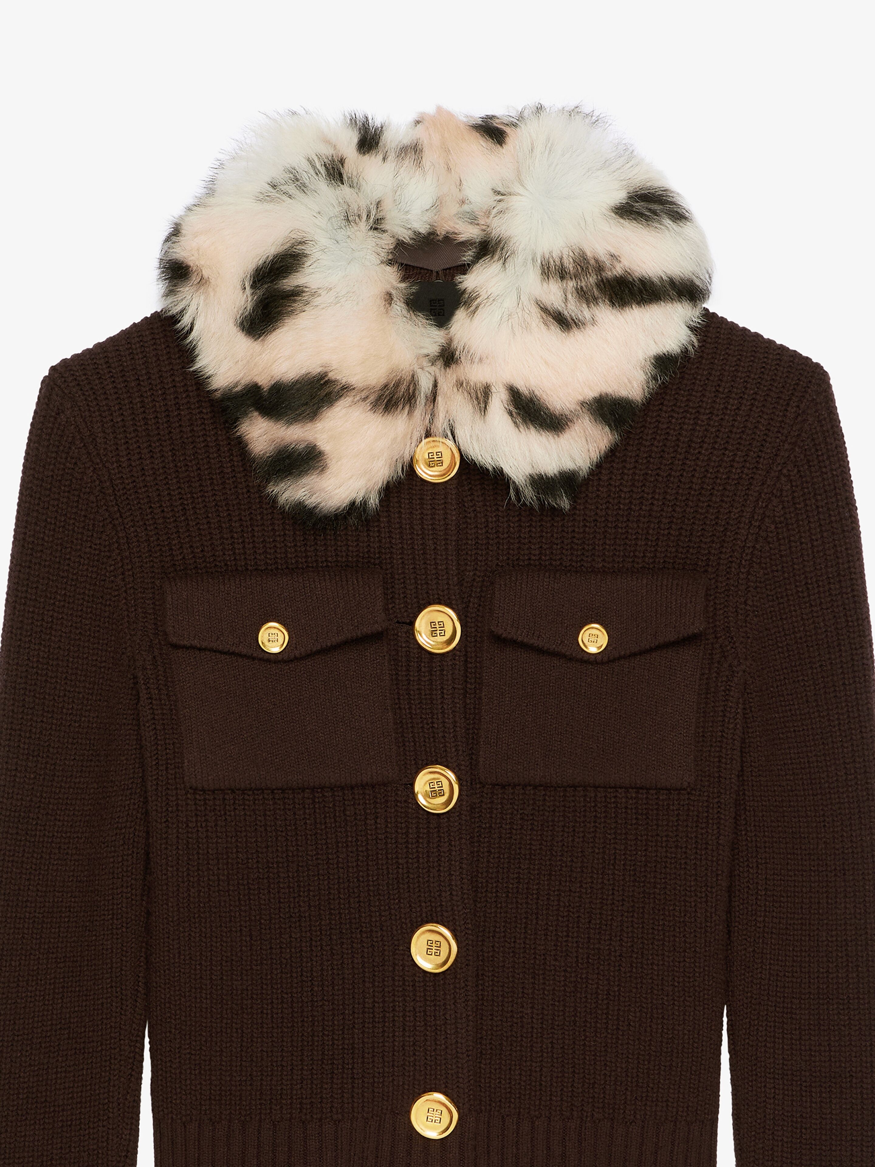 CARDIGAN IN WOOL AND CASHMERE WITH FUR COLLAR - 2