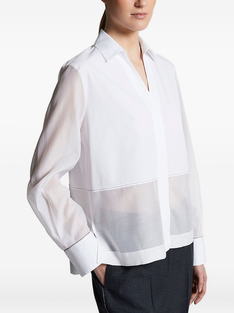 PESERICO sheer-panel collared shirt outlook