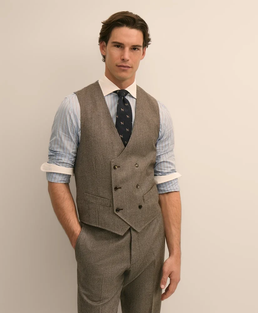 Classic Fit Wool Mini-Houndstooth 1818 Vest - 1