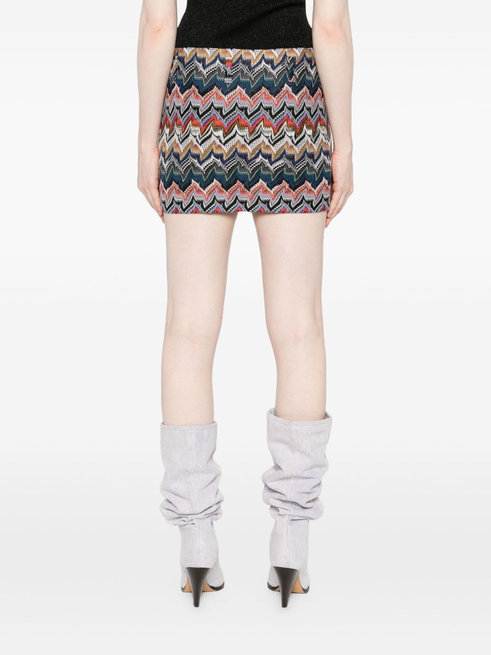 chevron-pattern mini skirt - 4