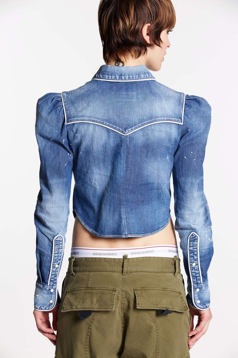MEDIUM BROKEN WASH COWBOY DENIM SHIRT - 2