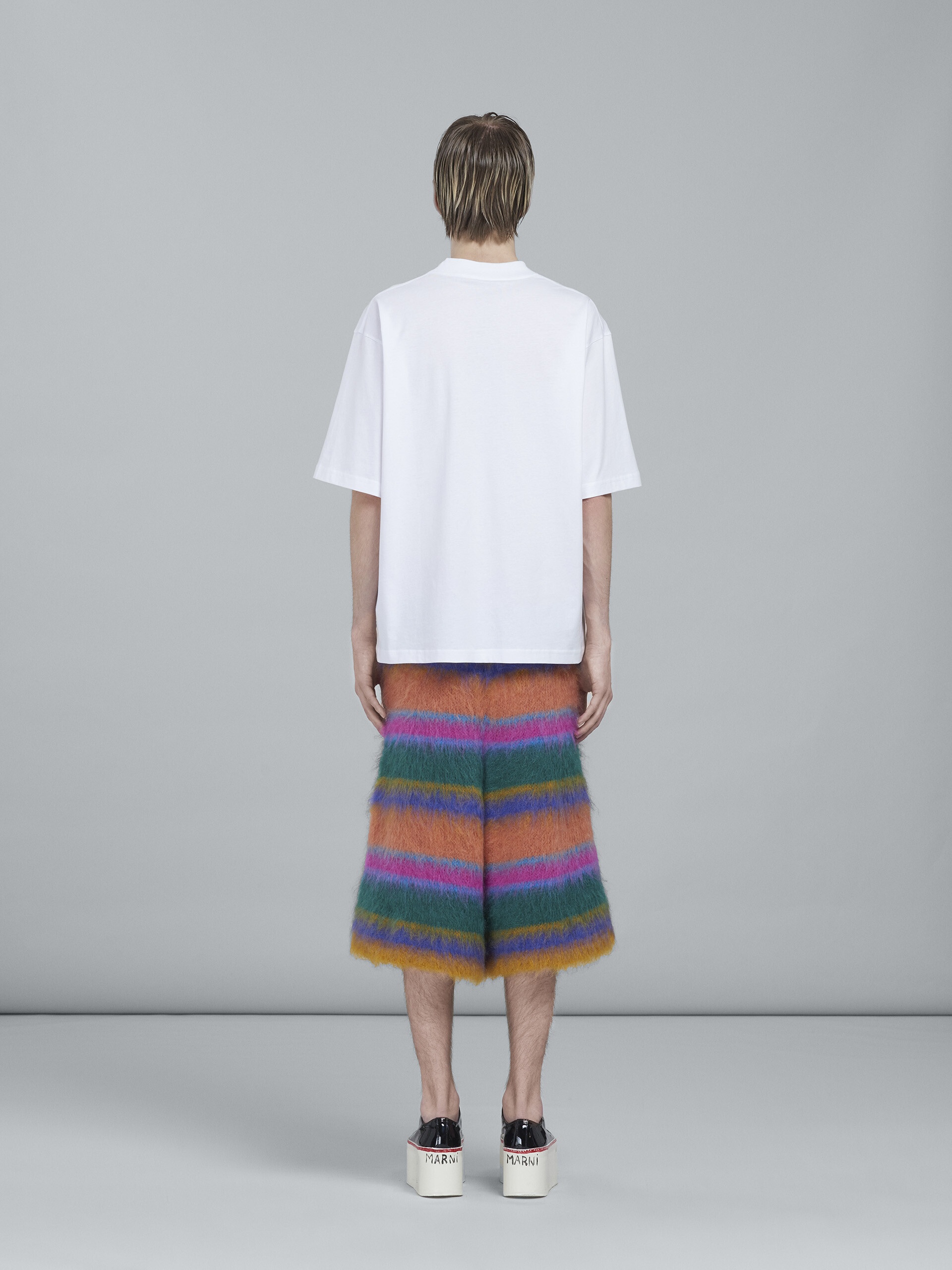 STRIPED MOHAIR AND WOOL KNEE-LENGTH PANTS - 3