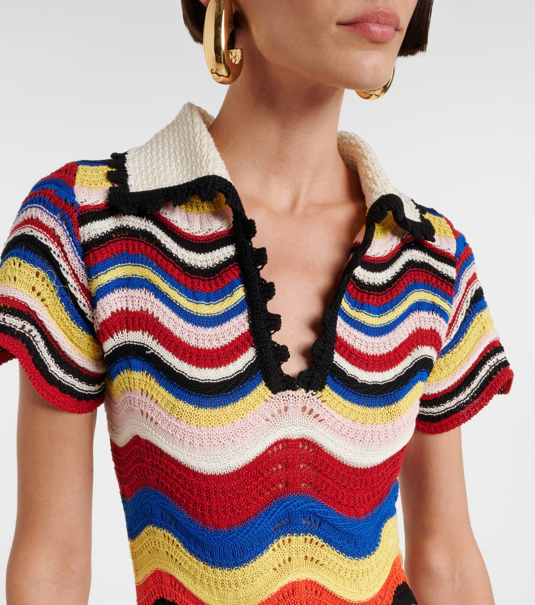 Chevron crochet cotton polo dress - 4