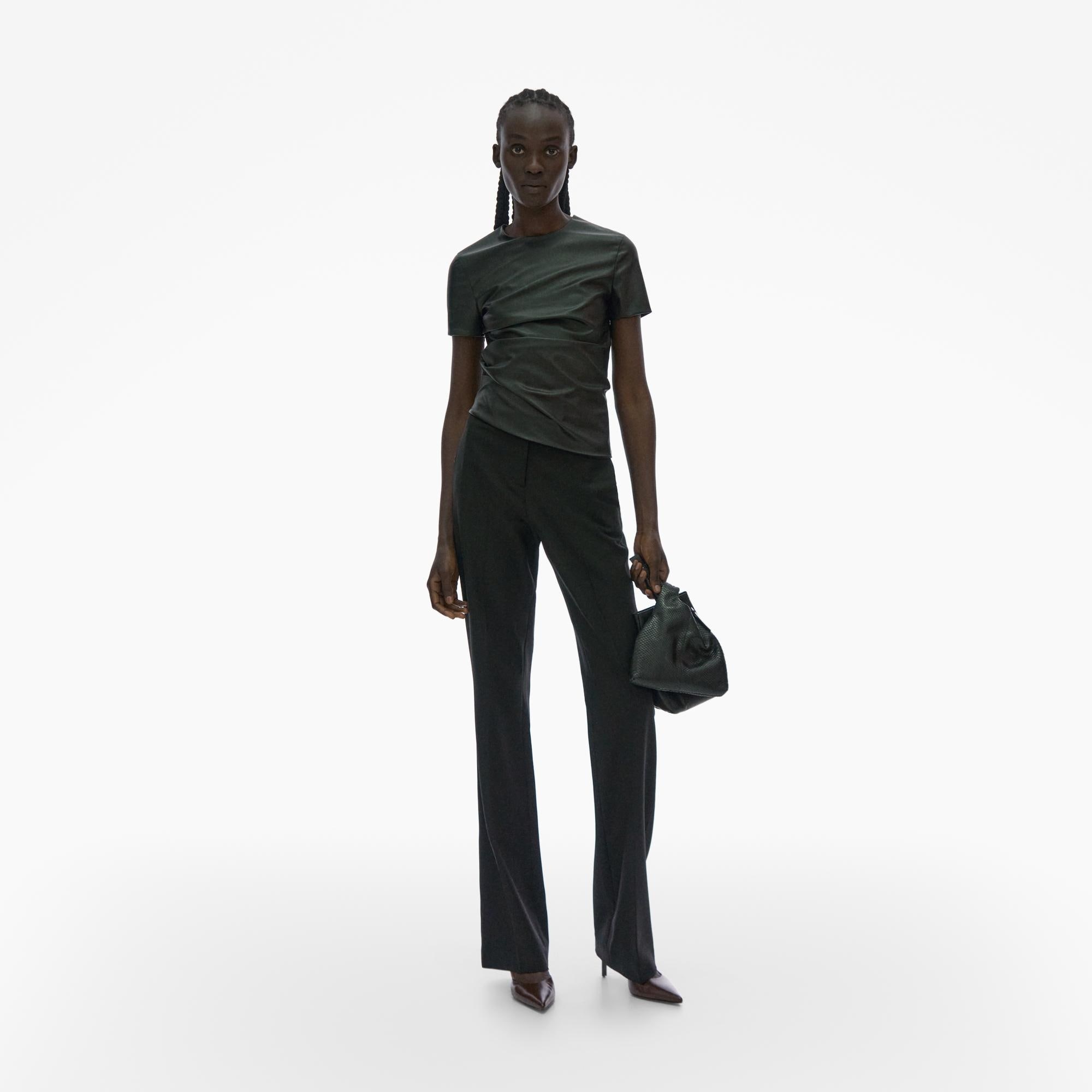 FAUX LEATHER TWIST TEE - 8