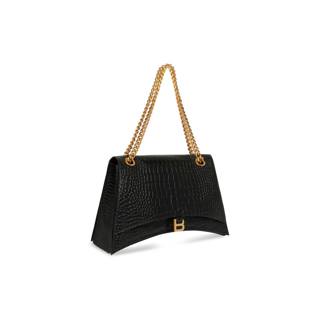 Women's Crush Large Chain Bag Crocodile Embossed  in Black - 2
