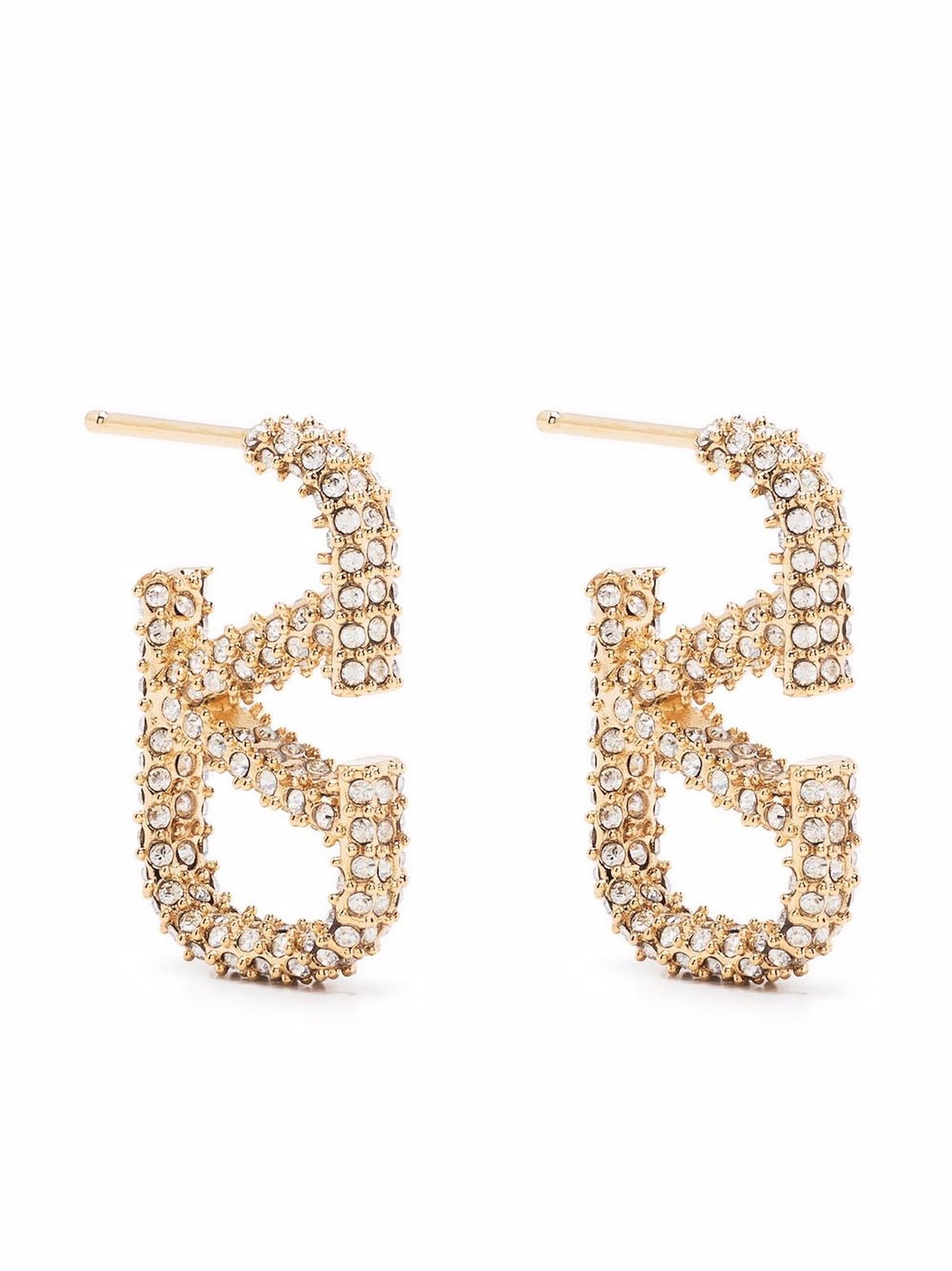 Gold-Tone VLogo Signature Crystal Drop Earrings - 2