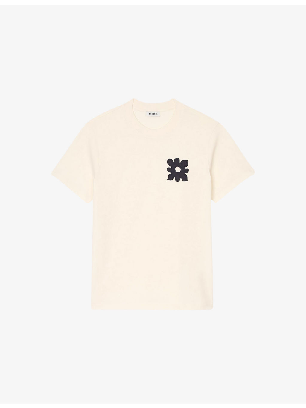 Flower-Motif Short-Sleeve Cotton T-Shirt - 1
