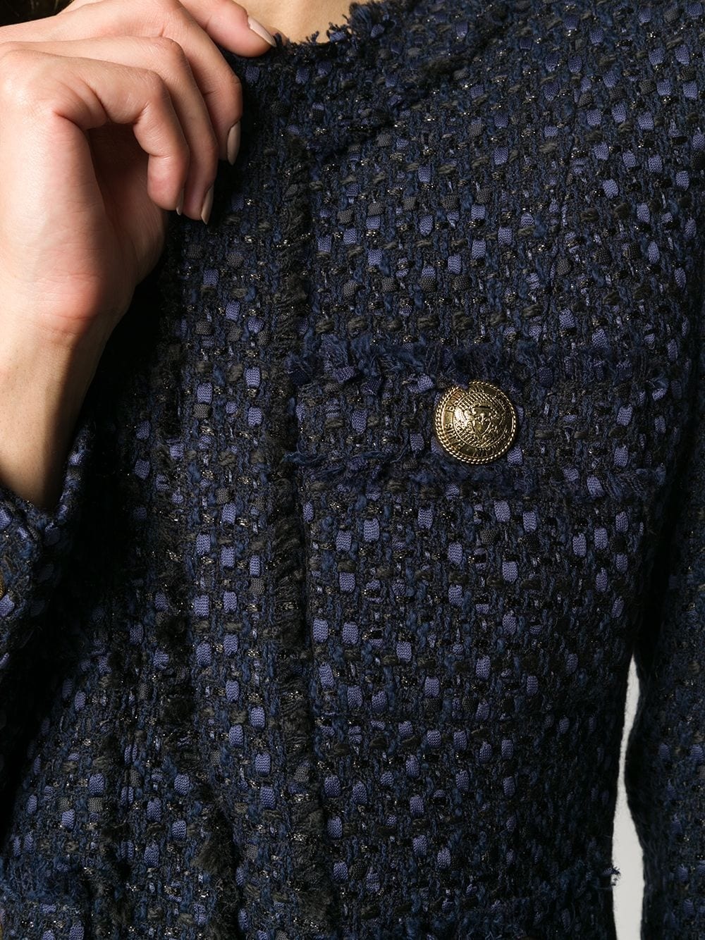 tweed square-shoulder jacket - 5