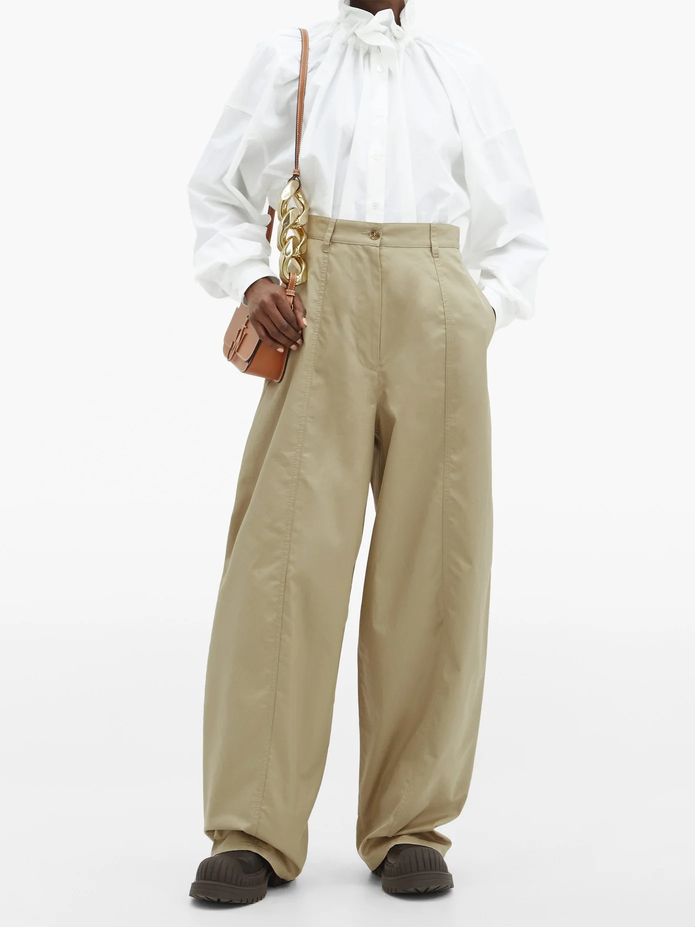 High-rise cotton-gabardine wide-leg trousers - 2