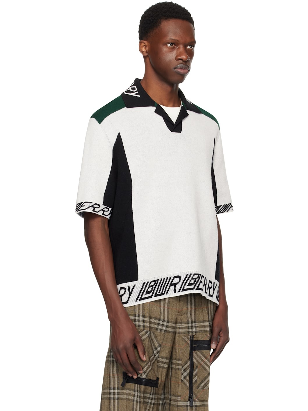 White & Black Logo Trim​ Wool Polo - 2