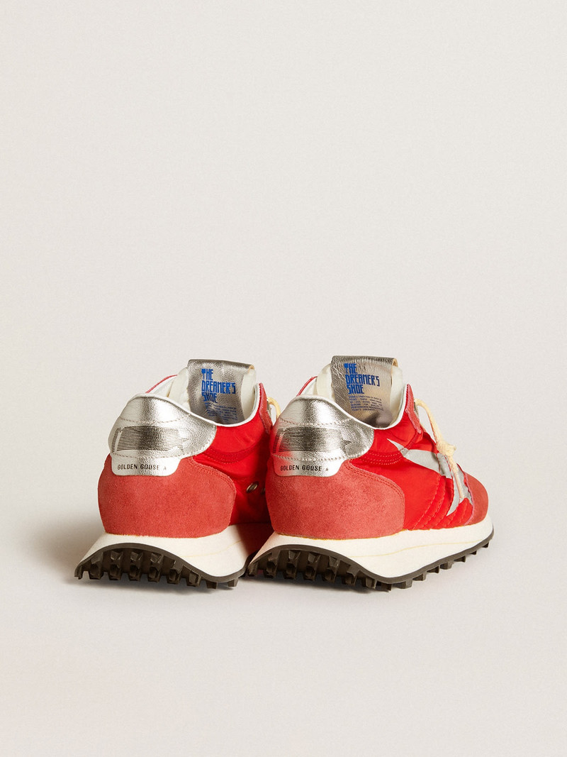 Golden Goose Women’s Marathon with red nylon upper and silver star outlook