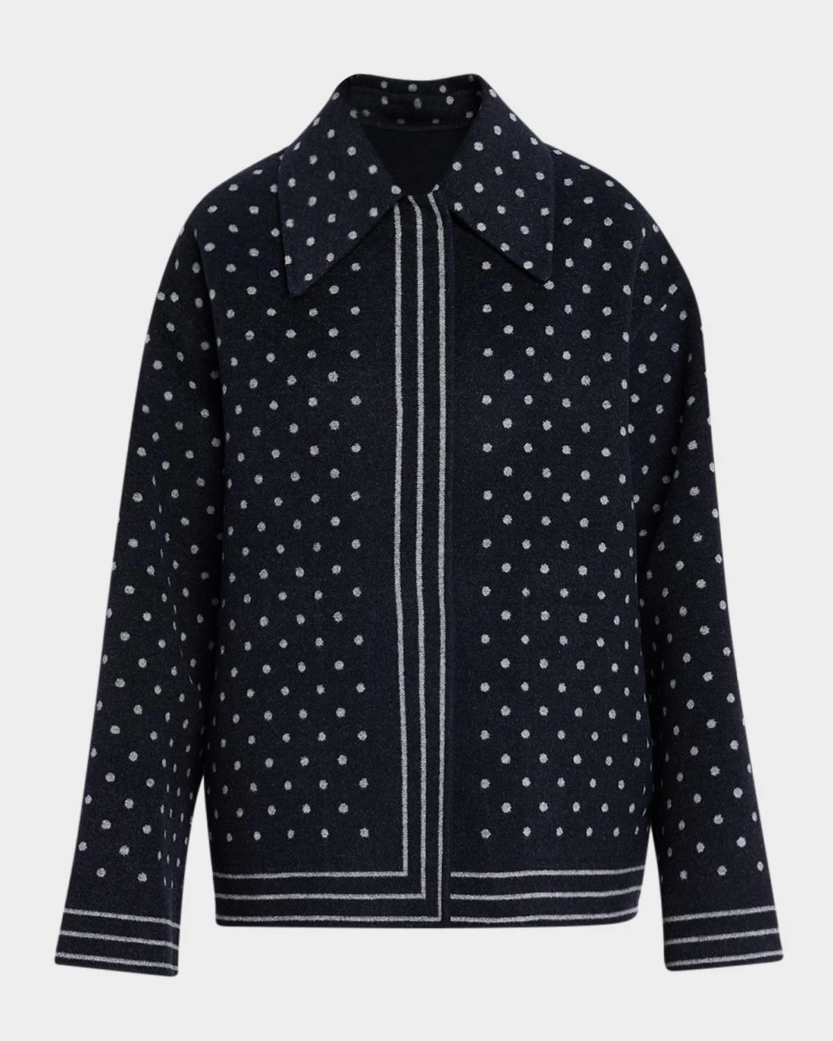 Oversized Reversible Polka Dot Wool Coat - 1