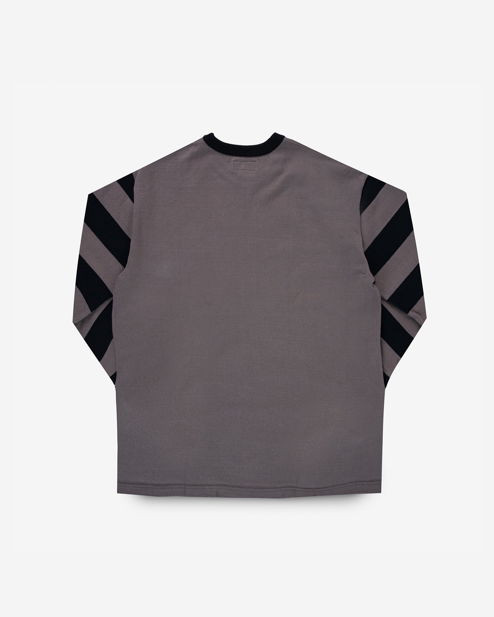 IHTB-12-GRY 11oz Cotton Knit Long-Sleeved Sweater - Grey Body with Stripes - 5