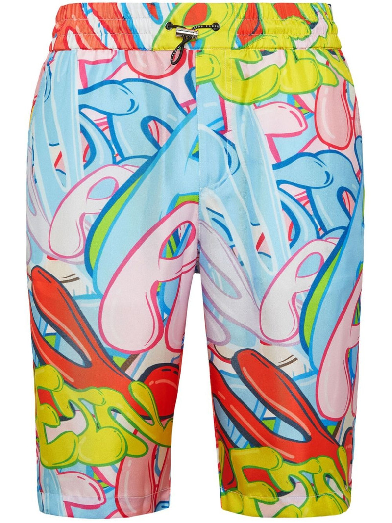 Bombing Graffiti silk bermuda shorts 1