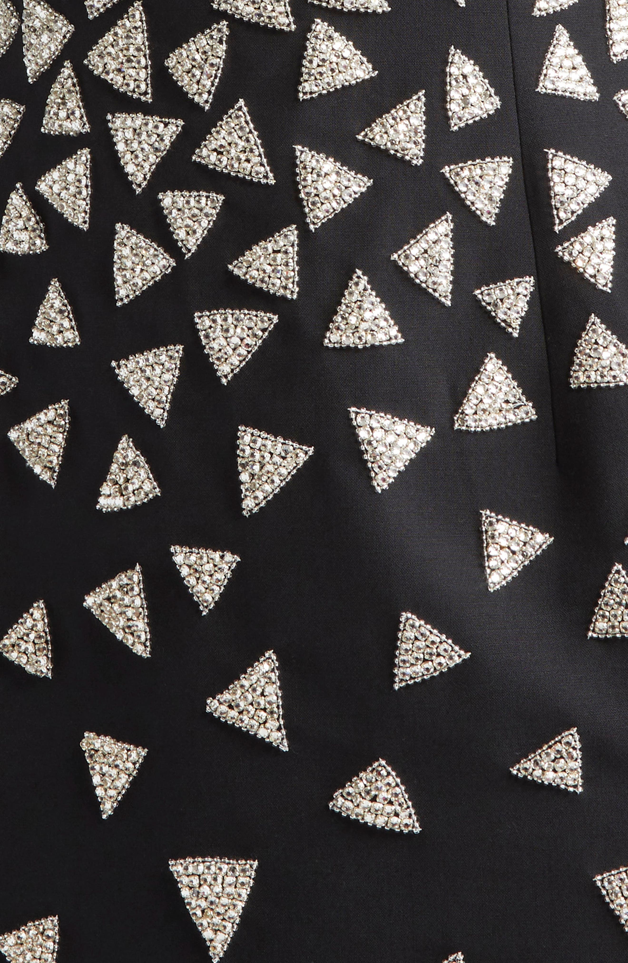 Oscar de la Renta Crystal Triangle Embellished Cocktail Dress in Black/Silver at Nordstrom - 6