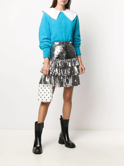 MSGM sequin-embellished tiered mini skirt outlook