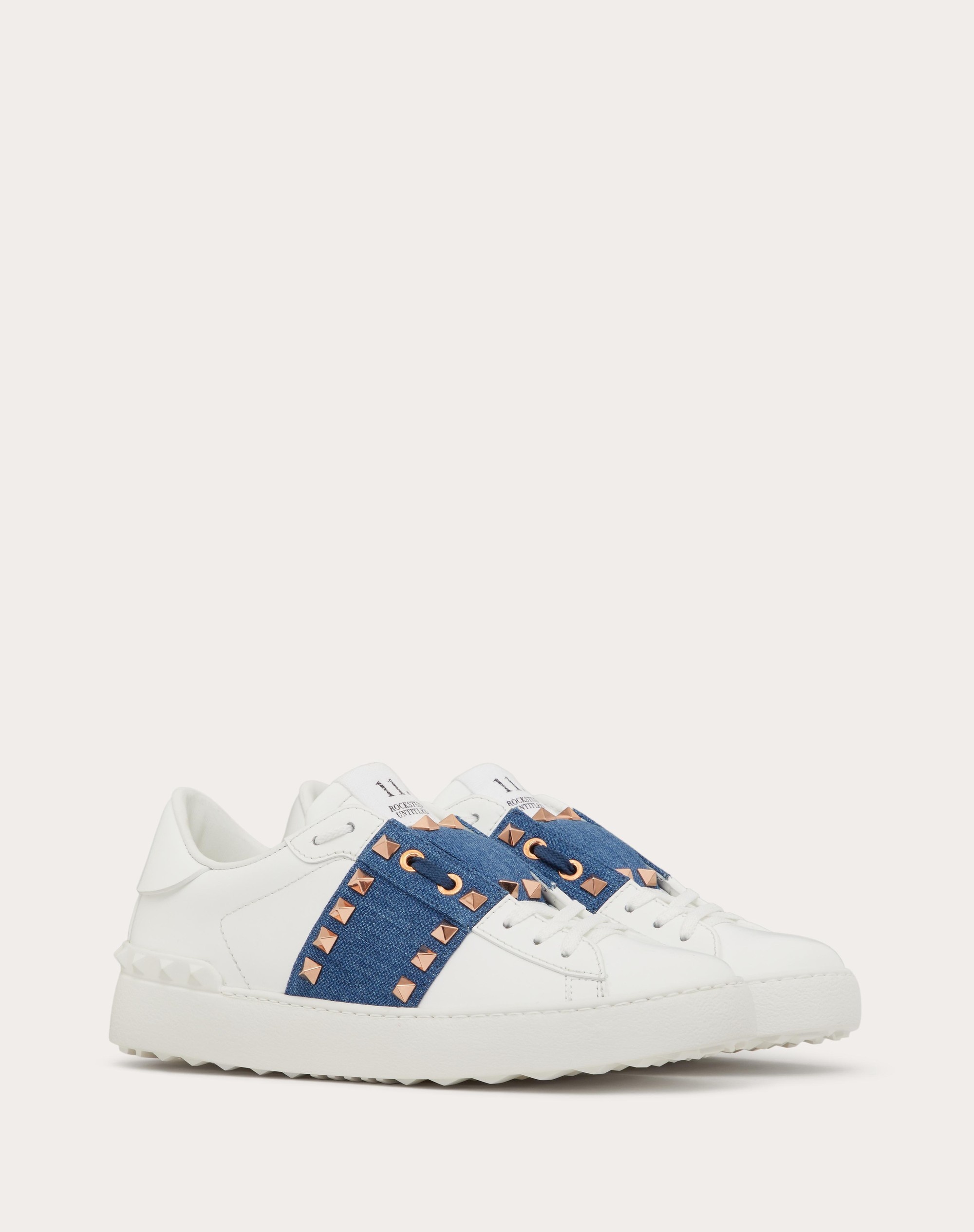 ROCKSTUD UNTITLED SNEAKER IN CALFSKIN WITH DENIM BAND - 2