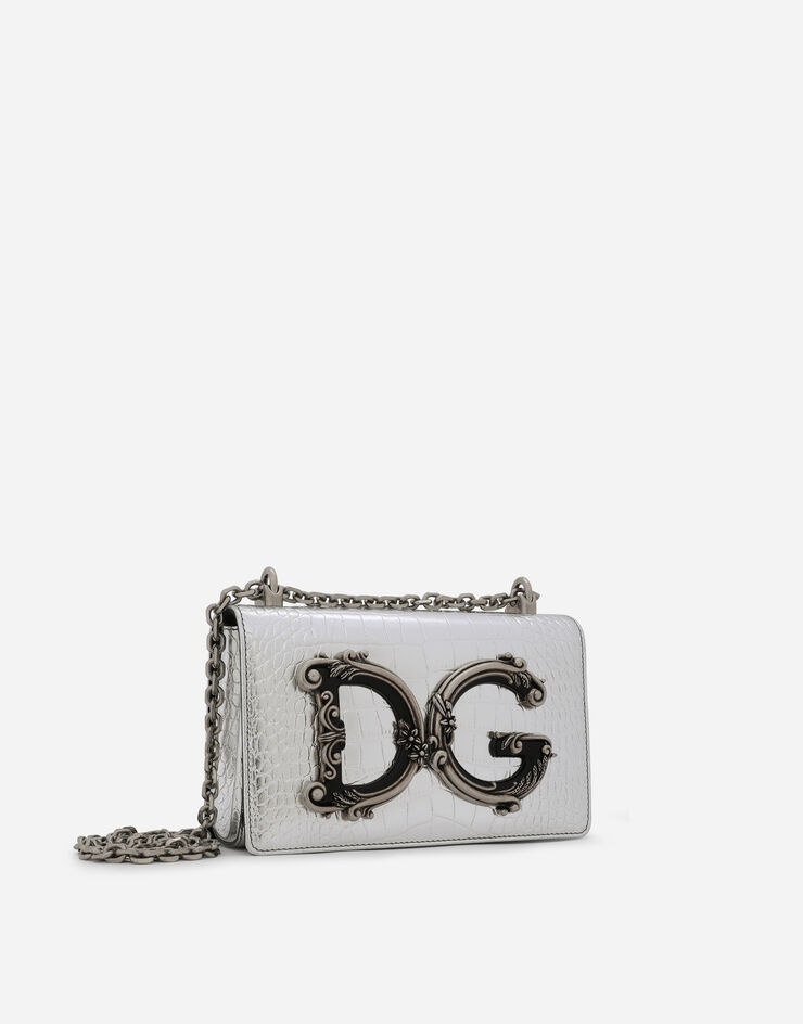 Foiled crocodile-print calfskin DG Girls bag - 3