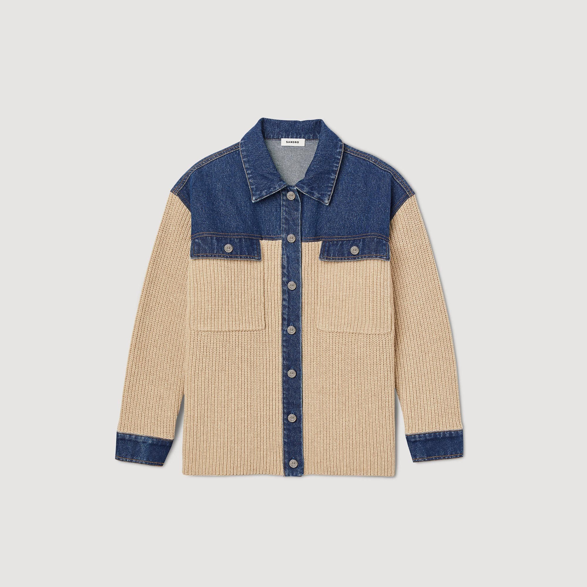 KNIT AND DENIM CARDICOAT - 1