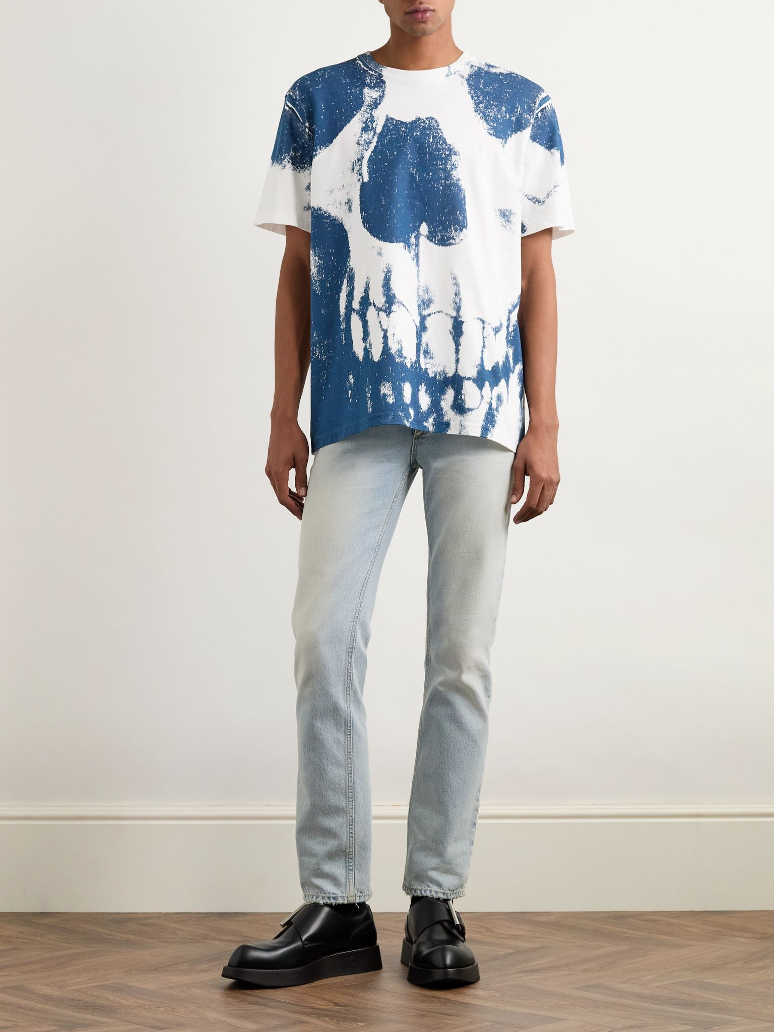 Printed Cotton-Jersey T-Shirt Blue - 2