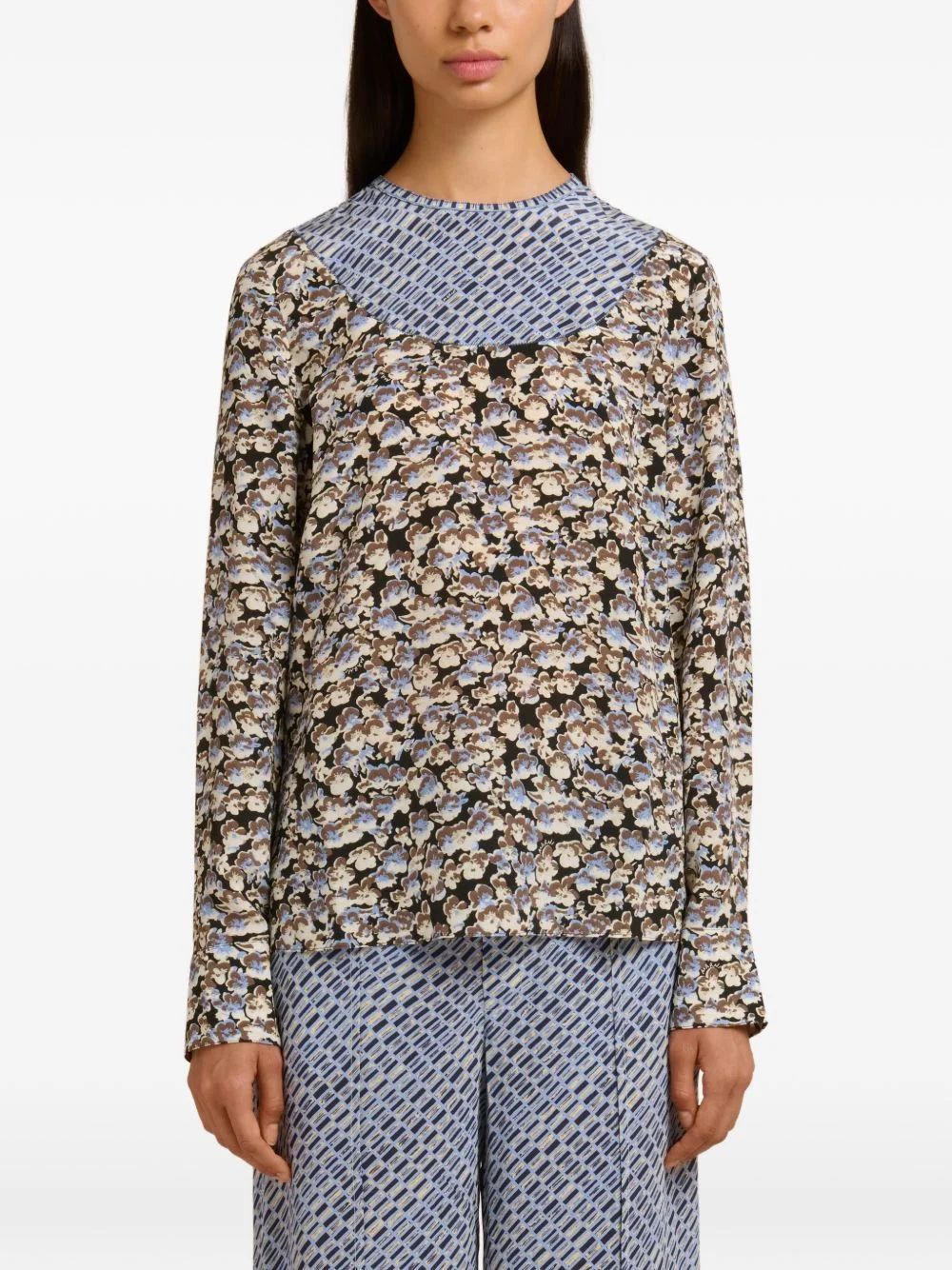 floral-print long-sleeve shirt - 1