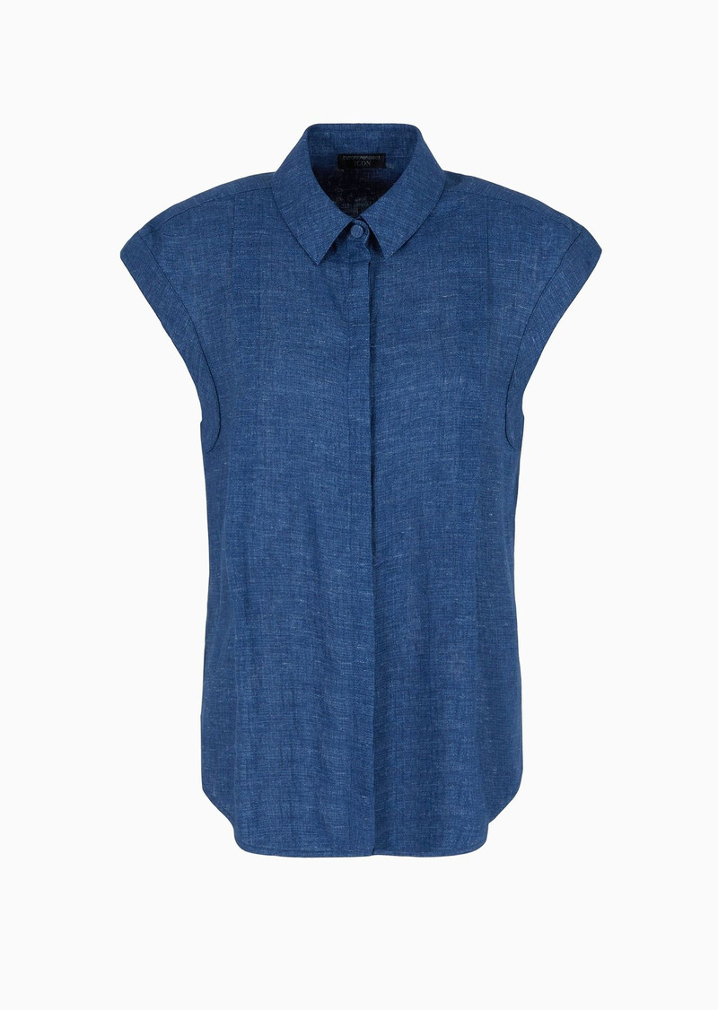 Icon short-sleeved 셔츠에 씻어 린넨 1