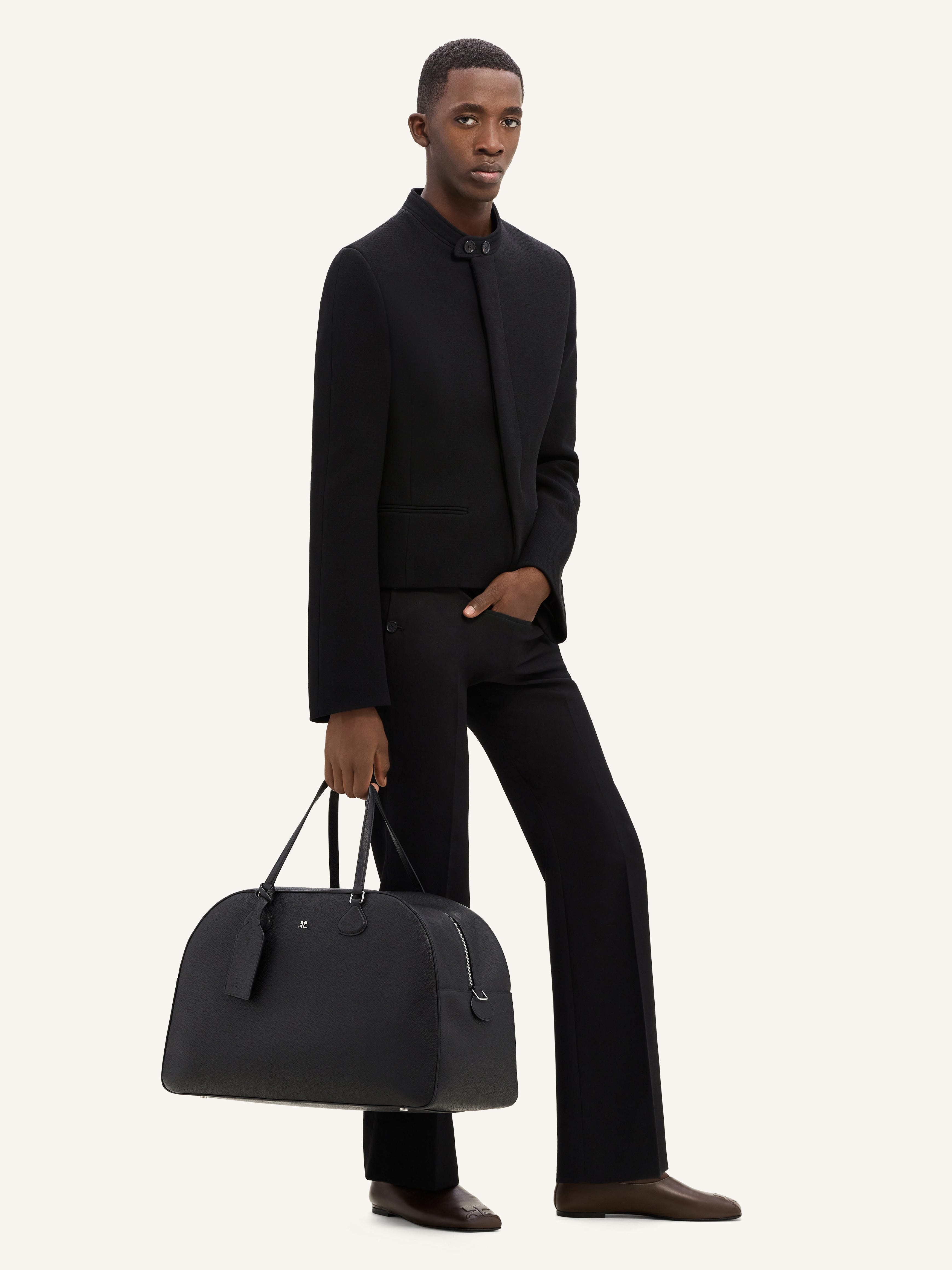 STUD GRAINED LEATHER WEEKENDER BAG - 2