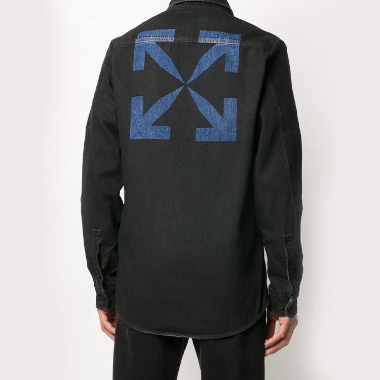Off-White Arrows Arrow Pattern Denim Shirt Ordinary Version Black OMYD020E20DEN0011049 - 5